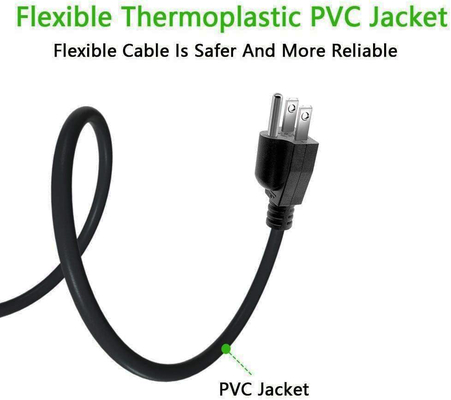 Le secteur thermoplastique d'appareils de PVC cordon le type cordon de SJT de secteur de la fourche TV des USA 3